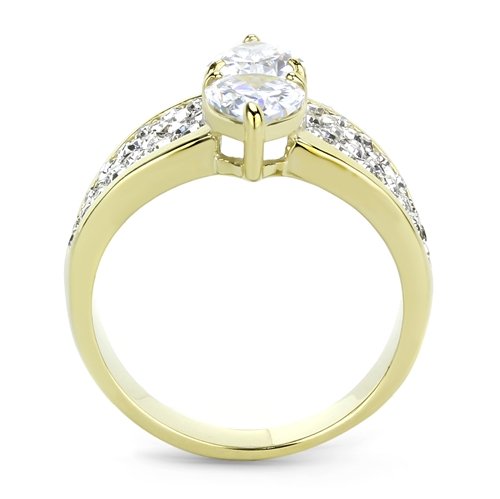 Jewellery Kingdom Ladies Pear 3 Carat Pave Cz Steel Sparkling Comfort Ring (Gold) - Jewelry Rings - British D'sire