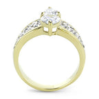 Jewellery Kingdom Ladies Pear 3 Carat Pave Cz Steel Sparkling Comfort Ring (Gold) - Jewelry Rings - British D'sire