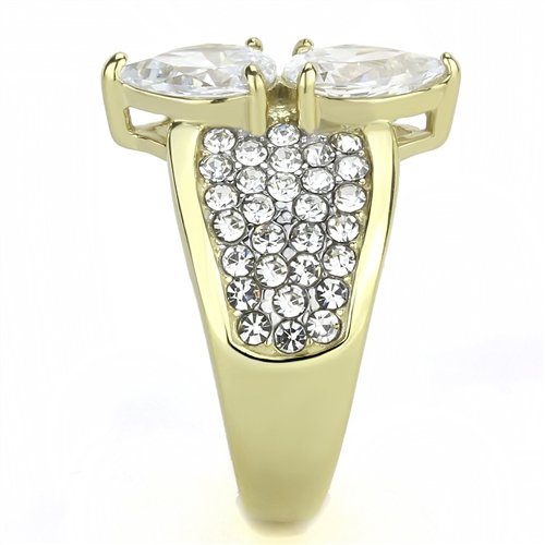 Jewellery Kingdom Ladies Pear 3 Carat Pave Cz Steel Sparkling Comfort Ring (Gold) Secondary image