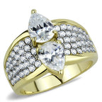 Jewellery Kingdom Ladies Pear 3 Carat Pave Cz Steel Sparkling Comfort Ring (Gold) - Jewelry Rings - British D'sire