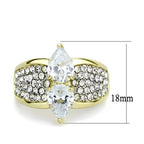 Jewellery Kingdom Ladies Pear 3 Carat Pave Cz Steel Sparkling Comfort Ring (Gold) - Jewelry Rings - British D'sire