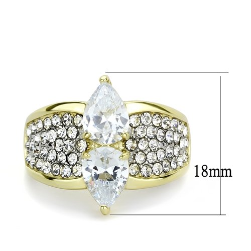 Jewellery Kingdom Ladies Pear 3 Carat Pave Cz Steel Sparkling Comfort Ring (Gold) - Jewelry Rings - British D'sire