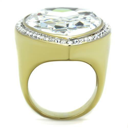 Jewellery Kingdom Ladies Pear Big Cocktail 25 Carat Steel Statement Ring (Gold) - Jewelry Rings - British D'sire