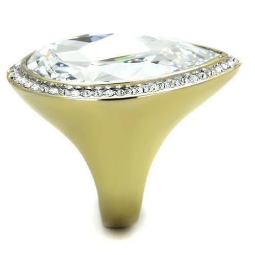 Jewellery Kingdom Ladies Pear Big Cocktail 25 Carat Steel Statement Ring (Gold) - Jewelry Rings - British D'sire