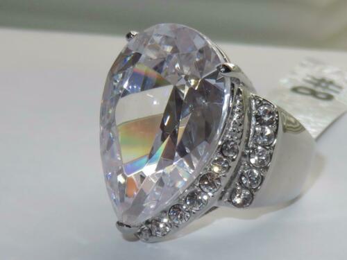 Jewellery Kingdom Ladies Pear Cocktail 25K Stainless Steel Ring (Silver) - Rings - British D'sire Main image