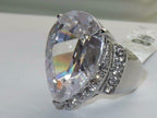 Jewellery Kingdom Ladies Pear Cocktail 25K Stainless Steel Ring (Silver) - Rings - British D'sire