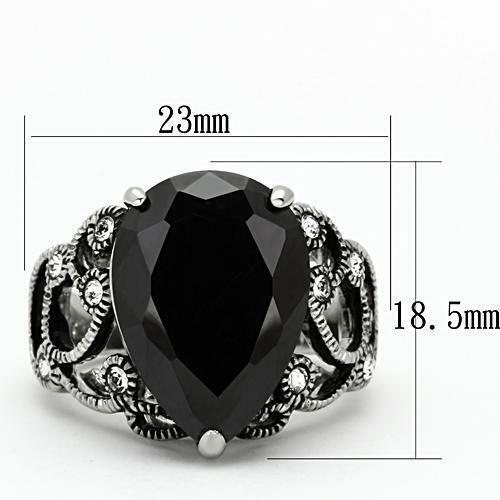 Jewellery Kingdom Ladies Pear Cubic Zirconia 10K Stainless Steel Antiqued Ring (Black) Secondary image