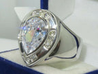 Jewellery Kingdom Ladies Pear Cubic Zirconia Bezel Sparkling Comfort 8CT Ring (Sterling Silver & Clear) - Jewelry Rings - British D'sire