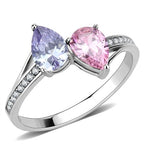 Jewellery Kingdom Ladies Pear Cubic Zirconia Pink Lavender Sapphire 2 Carat Stainless Steel Ring (Silver) - Jewelry Rings - British D'sire