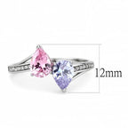 Jewellery Kingdom Ladies Pear Cubic Zirconia Pink Lavender Sapphire 2 Carat Stainless Steel Ring (Silver) - Jewelry Rings - British D'sire