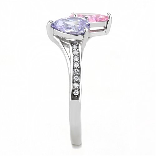 Jewellery Kingdom Ladies Pear Cubic Zirconia Pink Lavender Sapphire 2 Carat Stainless Steel Ring (Silver) - Jewelry Rings - British D'sire