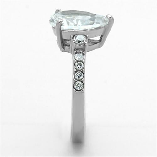 Jewellery Kingdom Ladies Pear Cubic Zirconia Stainless Steel Solitaire Ring (Clear Silver) - Jewelry Rings - British D'sire