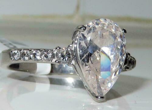 Jewellery Kingdom Ladies Pear Cubic Zirconia Stainless Steel Solitaire Ring (Clear Silver) - Jewelry Rings - British D'sire
