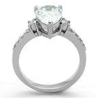 Jewellery Kingdom Ladies Pear Cubic Zirconia Stainless Steel Solitaire Ring (Clear Silver) - Jewelry Rings - British D'sire