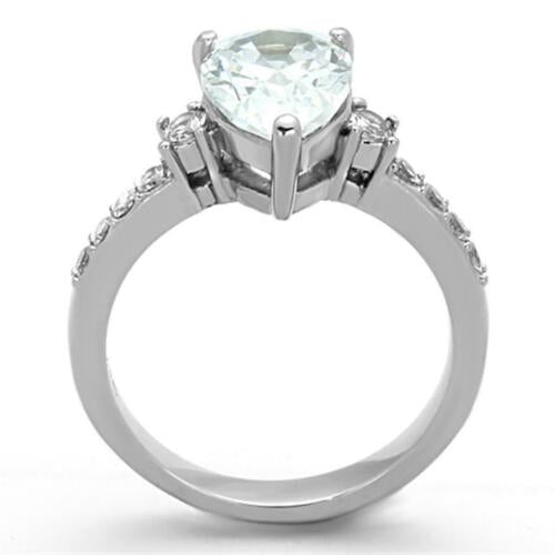 Jewellery Kingdom Ladies Pear Cubic Zirconia Stainless Steel Solitaire Ring (Clear Silver) - Jewelry Rings - British D'sire