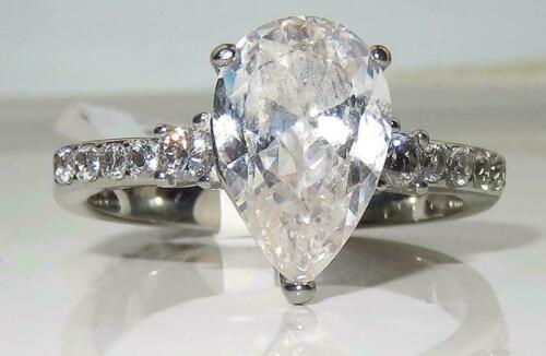 Jewellery Kingdom Ladies Pear Cubic Zirconia Stainless Steel Solitaire Ring (Silver) Secondary image