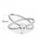 Jewellery Kingdom Ladies Pear Cut Crossover Stainless Steel Ring (Silver) - Jewelry Rings - British D'sire