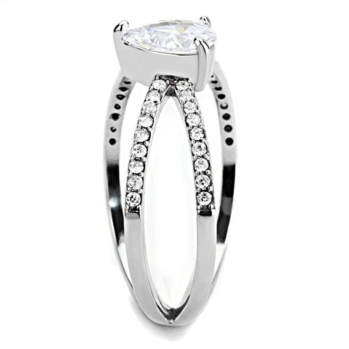 Jewellery Kingdom Ladies Pear Cut Crossover Stainless Steel Ring (Silver) - Jewelry Rings - British D'sire