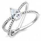 Jewellery Kingdom Ladies Pear Cut Crossover Stainless Steel Ring (Silver) - Jewelry Rings - British D'sire