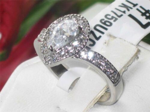 Jewellery Kingdom Ladies Pear Cz 1 Carat Stainless Steel Silver Ring (Clear) - Jewelry Rings - British D'sire