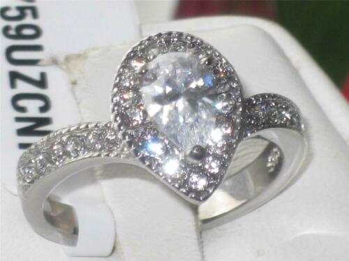 Jewellery Kingdom Ladies Pear Cz 1 Carat Stainless Steel Silver Ring (Clear) - Jewelry Rings - British D'sire