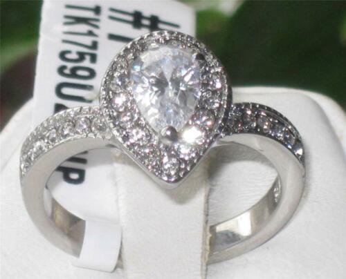 Jewellery Kingdom Ladies Pear Cz 1 Carat Stainless Steel Silver Ring (Clear) - Jewelry Rings - British D'sire