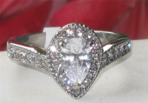 Jewellery Kingdom Ladies Pear Cz 1 Carat Stainless Steel Silver Ring (Clear) - Jewelry Rings - British D'sire