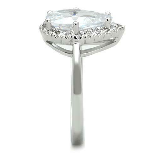 Jewellery Kingdom Ladies Pear Cz 7 Carat Clear Silver Rhodium Pretty Handmade Ring - Jewelry Rings - British D'sire