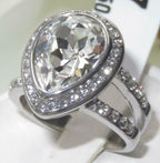 Jewellery Kingdom Ladies Pear Cz Bezel Silver Stainless Steel 8 Carat Cocktail Ring - Jewelry Rings - British D'sire