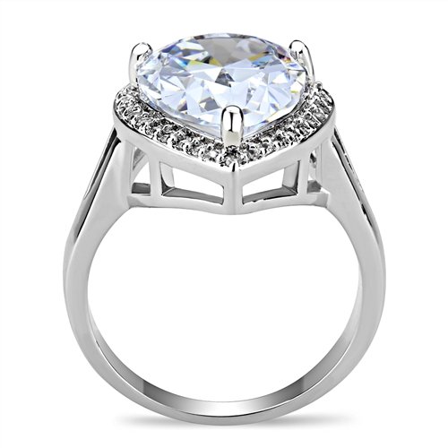 Jewellery Kingdom Ladies Pear Cz Cocktail Rhodium 6 Carat Silver Cubic Zirconia Ring - Jewelry Rings - British D'sire