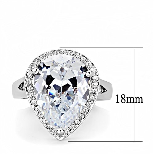 Jewellery Kingdom Ladies Pear Cz Cocktail Rhodium 6 Carat Silver Cubic Zirconia Ring - Jewelry Rings - British D'sire