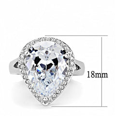 Jewellery Kingdom Ladies Pear Cz Cocktail Rhodium 6 Carat Silver Cubic Zirconia Ring - Jewelry Rings - British D'sire