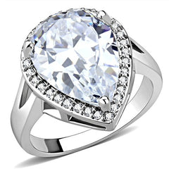 Jewellery Kingdom Ladies Pear Cz Cocktail Rhodium 6 Carat Silver Cubic Zirconia Ring - Jewelry Rings - British D'sire