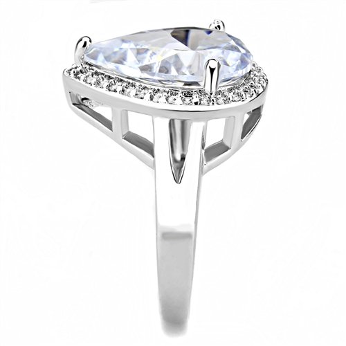 Jewellery Kingdom Ladies Pear Cz Cocktail Rhodium 6 Carat Silver Cubic Zirconia Ring Secondary image