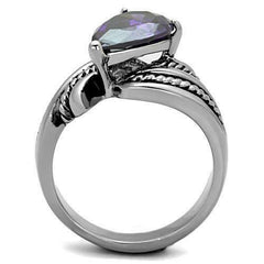 Jewellery Kingdom Ladies Pear Cz Purple Pave 4 Carat Stainless Steel Silver Amethyst Ring - Jewelry Rings - British D'sire