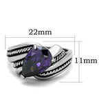 Jewellery Kingdom Ladies Pear Cz Purple Pave 4 Carat Stainless Steel Silver Amethyst Ring - Jewelry Rings - British D'sire