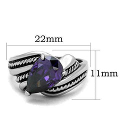 Jewellery Kingdom Ladies Pear Cz Purple Pave 4 Carat Stainless Steel Silver Amethyst Ring - Jewelry Rings - British D'sire