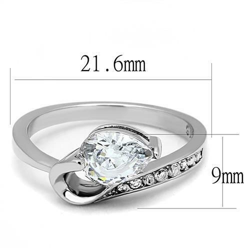 Jewellery Kingdom Ladies Pear Cz Stainless Steel 1.30 Carat Swirl Ring (Silver) Secondary image