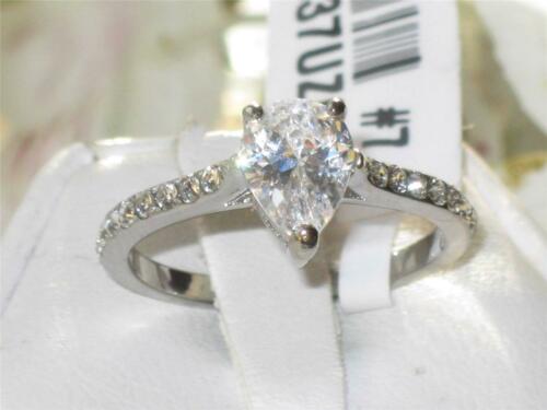 Jewellery Kingdom Ladies Pear CZ Stainless Steel 2 Carat Accents Engagement Sparkling Ring Secondary image