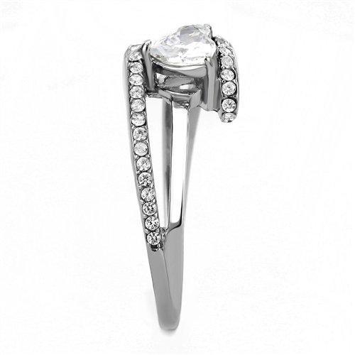 Jewellery Kingdom Ladies Pear Cz Stainless Steel Dress Pave 2 Carat Pretty Ring (Silver) Secondary image