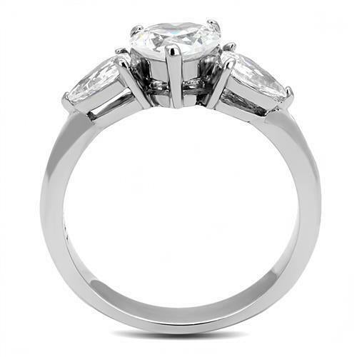 Jewellery Kingdom Ladies Pear Heart Three Stone Cut Cubic Zirconia Stainless Steel Ring (Silver) Secondary image