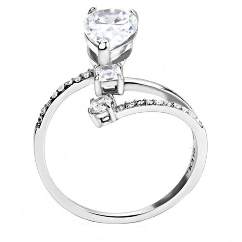Jewellery Kingdom Ladies Pear Princess Solitaire Cz Floating Stainless Steel Silver Ring - Jewelry Rings - British D'sire