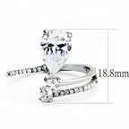 Jewellery Kingdom Ladies Pear Princess Solitaire Cz Floating Stainless Steel Silver Ring - Jewelry Rings - British D'sire