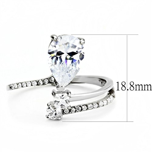 Jewellery Kingdom Ladies Pear Princess Solitaire Cz Floating Stainless Steel Silver Ring - Jewelry Rings - British D'sire
