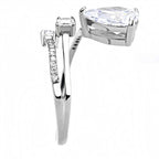 Jewellery Kingdom Ladies Pear Princess Solitaire Cz Floating Stainless Steel Silver Ring - Jewelry Rings - British D'sire