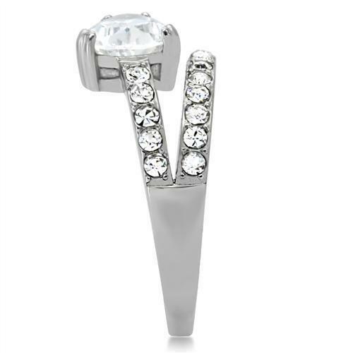 Jewellery Kingdom Ladies Pear Ring Simulated Diamonds Stainless Steel Silver Accents Pave - Jewelry Rings - British D'sire