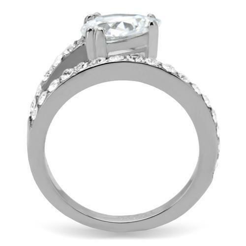 Jewellery Kingdom Ladies Pear Ring Simulated Diamonds Stainless Steel Silver Accents Pave - Jewelry Rings - British D'sire