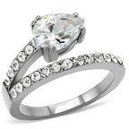 Jewellery Kingdom Ladies Pear Ring Simulated Diamonds Stainless Steel Silver Accents Pave - Jewelry Rings - British D'sire