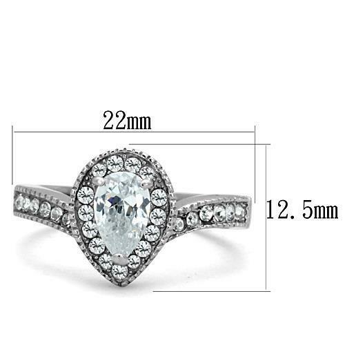 Jewellery Kingdom Ladies Pear Simulated Diamonds Stainless Steel 1ct Pretty Ring (Silver) Secondary image
