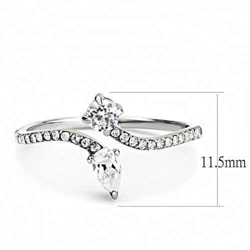 Jewellery Kingdom Ladies Pear Simulated Diamonds Stainless Steel Elegant Ring Secondary image